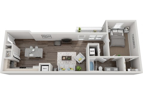 1 bed 1 bath A5 891sf floor plan The Six, Mt. Pleasant, SC